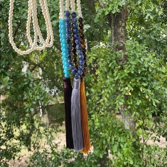 NWT Pearl + Porcelain Beaded Long Tassel Necklace - Picture 4 of 8